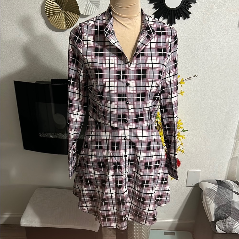New Plaid Long-Sleeve Dress